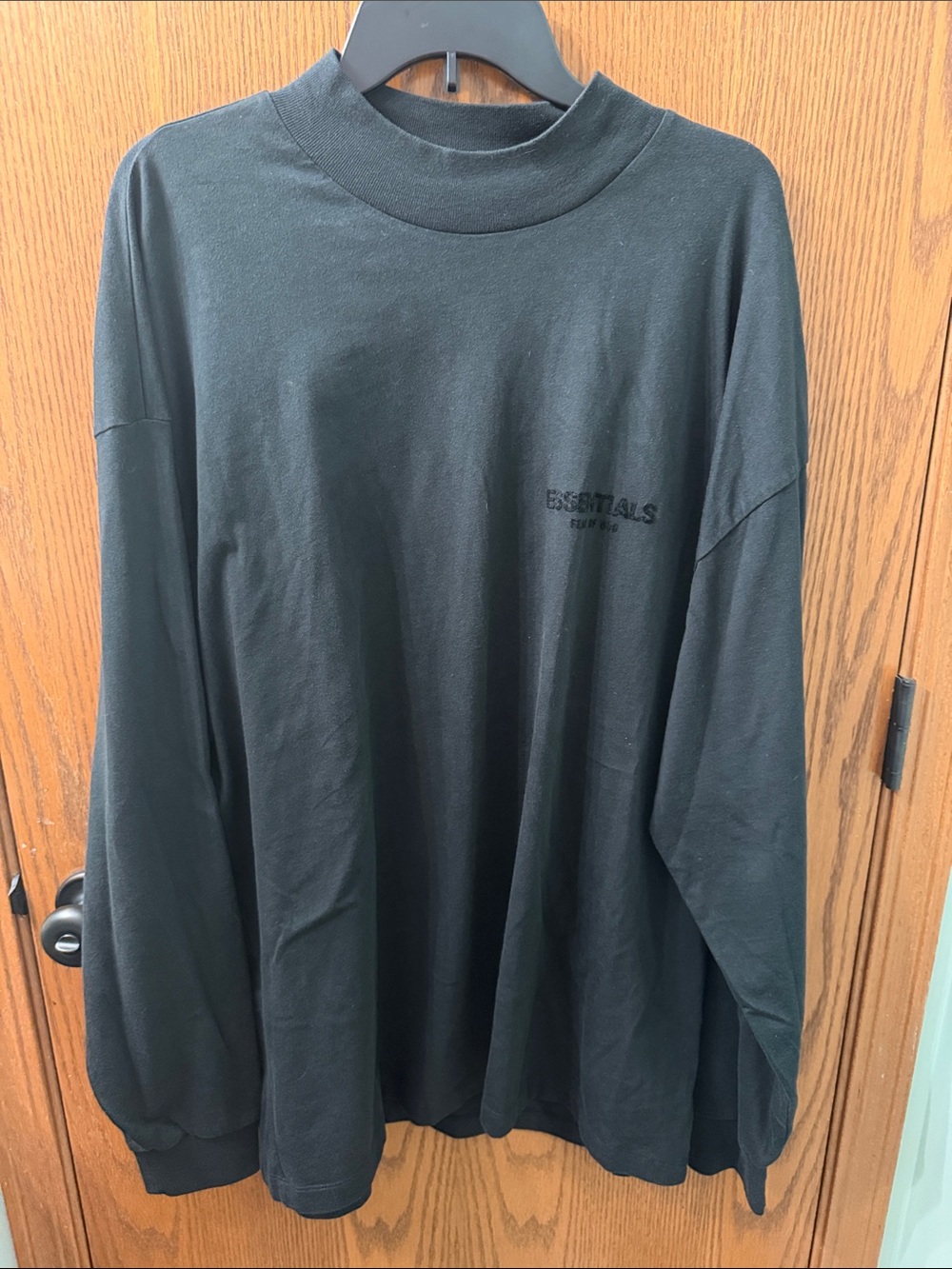 Essentials Black Long Sleeve Logo Tee